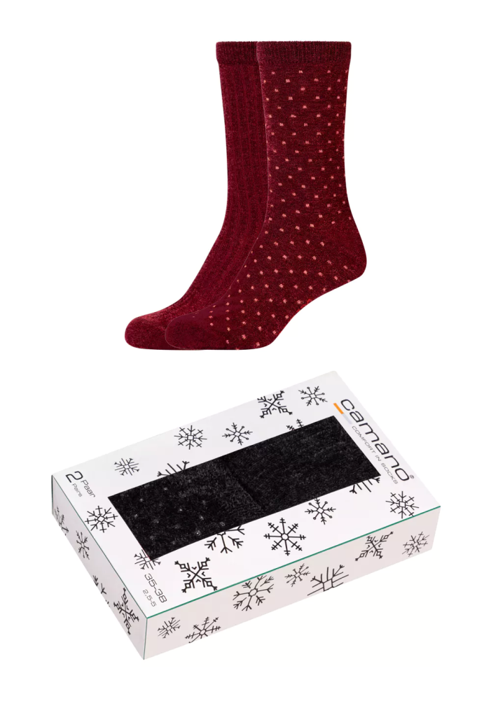Woman cosy shiny Socks red 