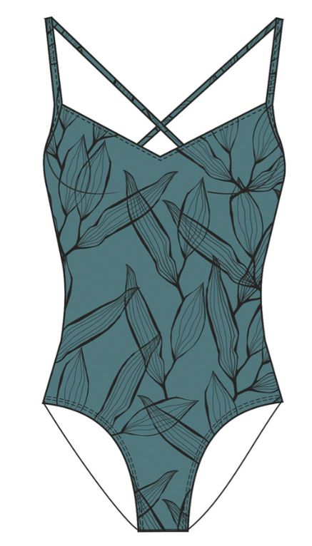 Schwimmer Anzug grau black floral 