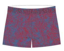 Beachshort blue/red floral 