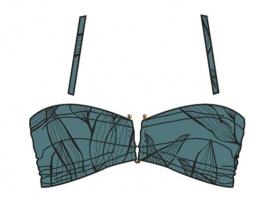 Bikini Oberteil grau schwarz-floral gold 