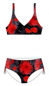 Bikini schwarz rot floral 